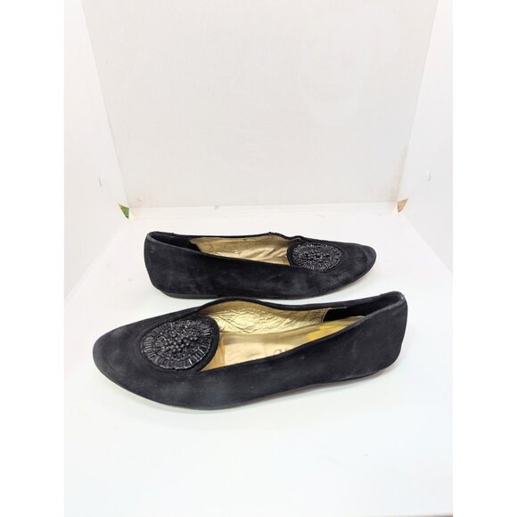 JOAN & DAVID Womens LOAFERS Flat SUEDE BEADED Hand VTG made in Italy 6.5 - Picture 1 of 9
